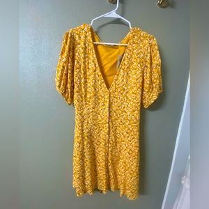 abercrombie yellow floral sun dress L NWT